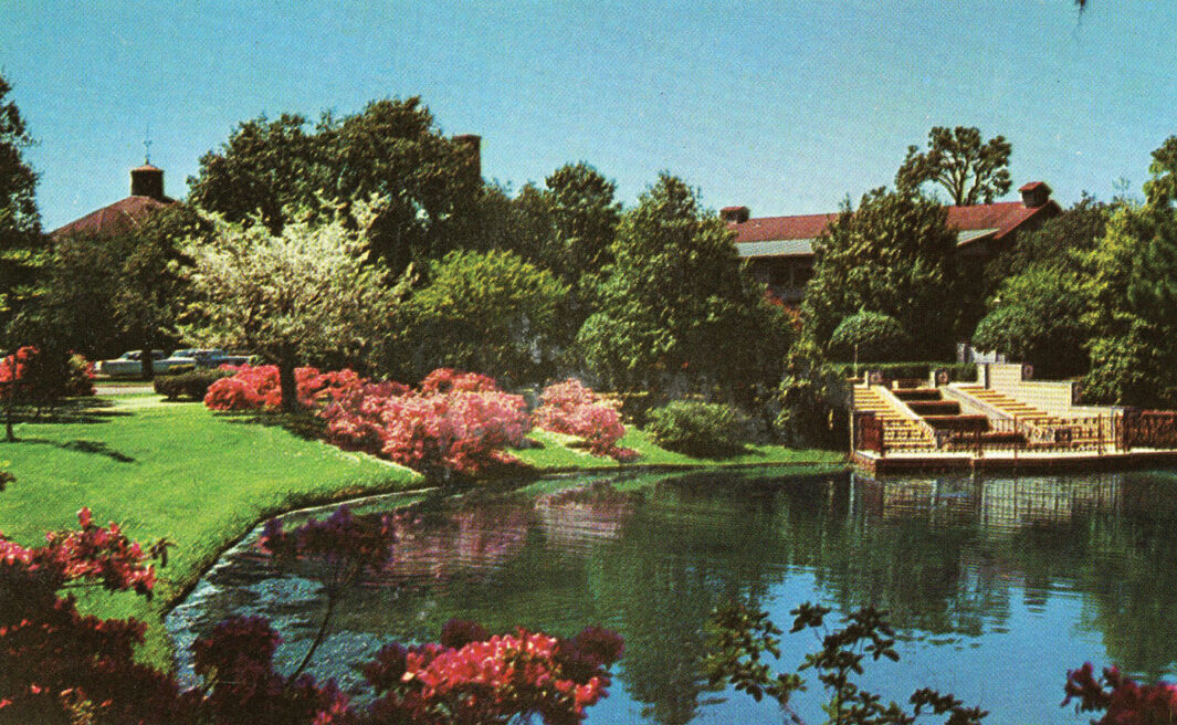 The gardens surrounding the lake at the Grand Hotel in Point Clear, AL.